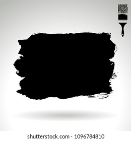 Black brush stroke and texture. Grunge vector abstract hand - painted element. Underline and border design.