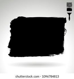 Black brush stroke and texture. Grunge vector abstract hand - painted element. Underline and border design.