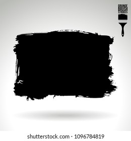 Black brush stroke and texture. Grunge vector abstract hand - painted element. Underline and border design.