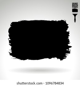 Black brush stroke and texture. Grunge vector abstract hand - painted element. Underline and border design.