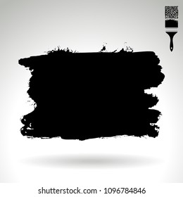 Black brush stroke and texture. Grunge vector abstract hand - painted element. Underline and border design.