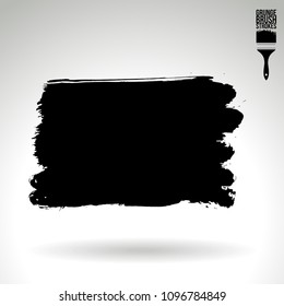 Black brush stroke and texture. Grunge vector abstract hand - painted element. Underline and border design.