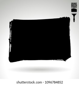 Black brush stroke and texture. Grunge vector abstract hand - painted element. Underline and border design.