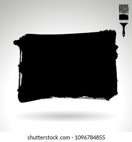 Black brush stroke and texture. Grunge vector abstract hand - painted element. Underline and border design.