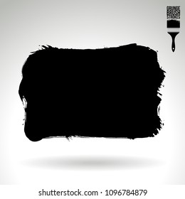 Black brush stroke and texture. Grunge vector abstract hand - painted element. Underline and border design.