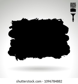Black brush stroke and texture. Grunge vector abstract hand - painted element. Underline and border design.