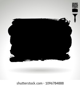 Black brush stroke and texture. Grunge vector abstract hand - painted element. Underline and border design.