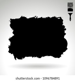 Black brush stroke and texture. Grunge vector abstract hand - painted element. Underline and border design.