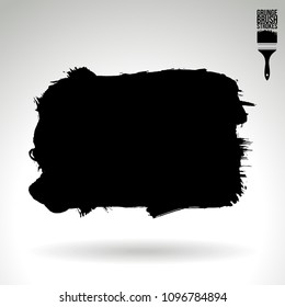 Black brush stroke and texture. Grunge vector abstract hand - painted element. Underline and border design.