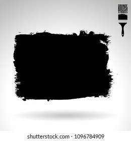 Black brush stroke and texture. Grunge vector abstract hand - painted element. Underline and border design.