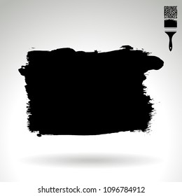 Black brush stroke and texture. Grunge vector abstract hand - painted element. Underline and border design.