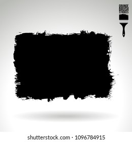 Black brush stroke and texture. Grunge vector abstract hand - painted element. Underline and border design.