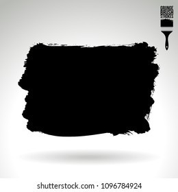 Black brush stroke and texture. Grunge vector abstract hand - painted element. Underline and border design.