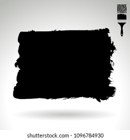 Black brush stroke and texture. Grunge vector abstract hand - painted element. Underline and border design.