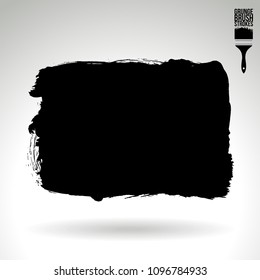 Black brush stroke and texture. Grunge vector abstract hand - painted element. Underline and border design.