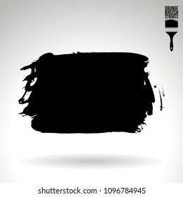 Black brush stroke and texture. Grunge vector abstract hand - painted element. Underline and border design.