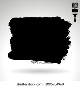 Black brush stroke and texture. Grunge vector abstract hand - painted element. Underline and border design.