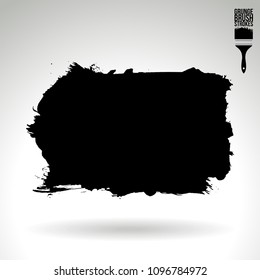 Black brush stroke and texture. Grunge vector abstract hand - painted element. Underline and border design.