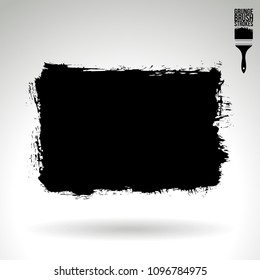 Black brush stroke and texture. Grunge vector abstract hand - painted element. Underline and border design.