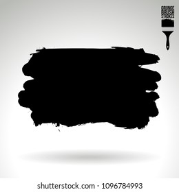 Black brush stroke and texture. Grunge vector abstract hand - painted element. Underline and border design.