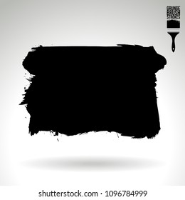 Black brush stroke and texture. Grunge vector abstract hand - painted element. Underline and border design.