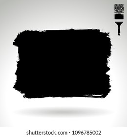 Black brush stroke and texture. Grunge vector abstract hand - painted element. Underline and border design.