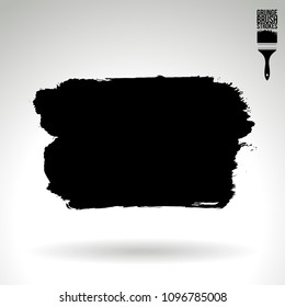 Black brush stroke and texture. Grunge vector abstract hand - painted element. Underline and border design.