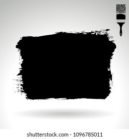 Black brush stroke and texture. Grunge vector abstract hand - painted element. Underline and border design.