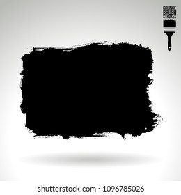 Black brush stroke and texture. Grunge vector abstract hand - painted element. Underline and border design.