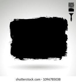 Black brush stroke and texture. Grunge vector abstract hand - painted element. Underline and border design.