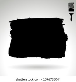 Black brush stroke and texture. Grunge vector abstract hand - painted element. Underline and border design.