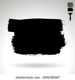 Black brush stroke and texture. Grunge vector abstract hand - painted element. Underline and border design.
