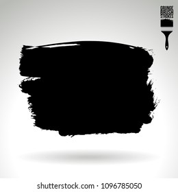 Black brush stroke and texture. Grunge vector abstract hand - painted element. Underline and border design.