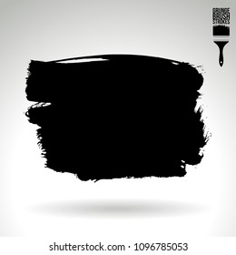Black brush stroke and texture. Grunge vector abstract hand - painted element. Underline and border design.