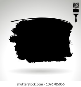 Black brush stroke and texture. Grunge vector abstract hand - painted element. Underline and border design.