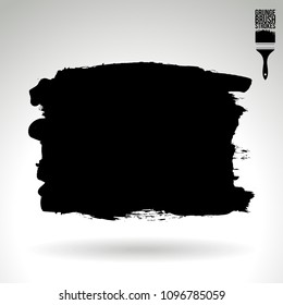 Black brush stroke and texture. Grunge vector abstract hand - painted element. Underline and border design.