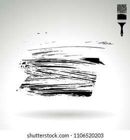 Black brush stroke and texture. Grunge vector abstract hand - painted element. Underline and border design.
