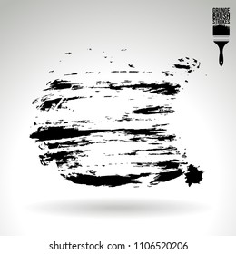 Black brush stroke and texture. Grunge vector abstract hand - painted element. Underline and border design.