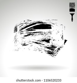 Black brush stroke and texture. Grunge vector abstract hand - painted element. Underline and border design.