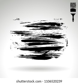 Black brush stroke and texture. Grunge vector abstract hand - painted element. Underline and border design.