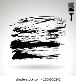 Black brush stroke and texture. Grunge vector abstract hand - painted element. Underline and border design.