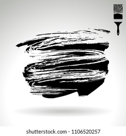 Black brush stroke and texture. Grunge vector abstract hand - painted element. Underline and border design.
