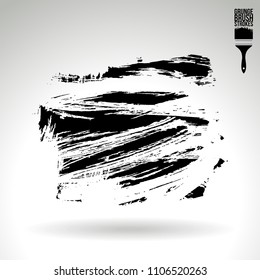 Black brush stroke and texture. Grunge vector abstract hand - painted element. Underline and border design.