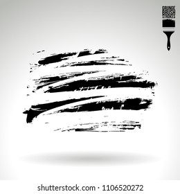 Black brush stroke and texture. Grunge vector abstract hand - painted element. Underline and border design.