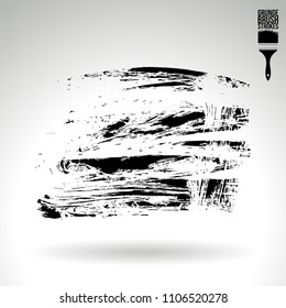 Black brush stroke and texture. Grunge vector abstract hand - painted element. Underline and border design.