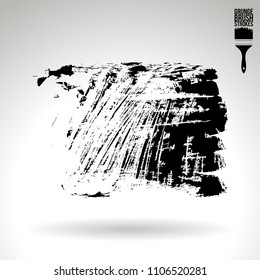 Black brush stroke and texture. Grunge vector abstract hand - painted element. Underline and border design.