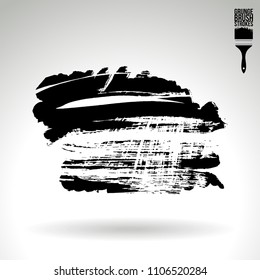 Black brush stroke and texture. Grunge vector abstract hand - painted element. Underline and border design.