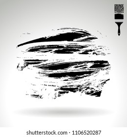 Black brush stroke and texture. Grunge vector abstract hand - painted element. Underline and border design.