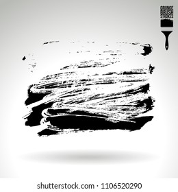 Black brush stroke and texture. Grunge vector abstract hand - painted element. Underline and border design.