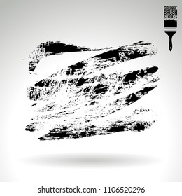 Black brush stroke and texture. Grunge vector abstract hand - painted element. Underline and border design.
